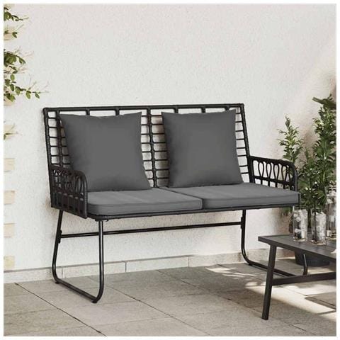 Panchina da giardino Nero e antracite Rattan sintetico, acciaio - Foto 2