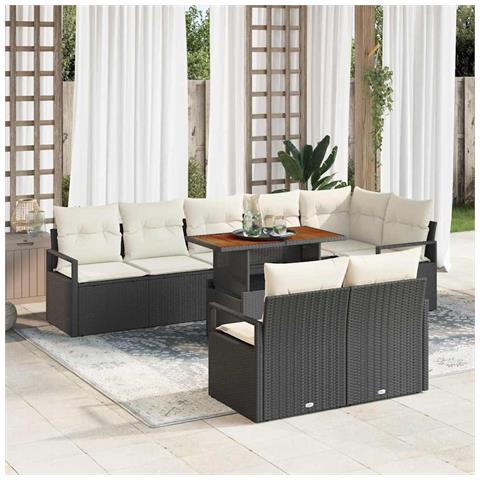 Set Divano da Giardino con archiviazione 9 pcs Nero Poly Rattan - Foto 2