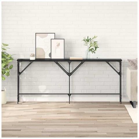 Tavolo consolle Rovere nero 180 x 29 x 75 cm Legno multistrato - Foto 2