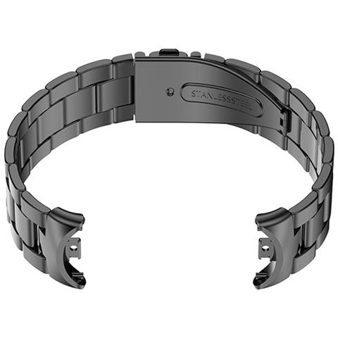 Cinturino In Metallo Compatibile Con Xiaomi Mi Band 8/9/10 - Bracciale A Tre Maglie In Acciaio Inossidabile Stile Ufficiale Black - Foto 2