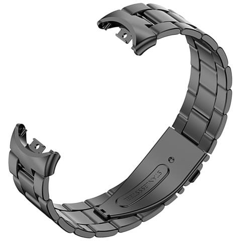 Cinturino In Metallo Compatibile Con Xiaomi Mi Band 8/9/10 - Bracciale A Tre Maglie In Acciaio Inossidabile Stile Ufficiale Black - Foto 3