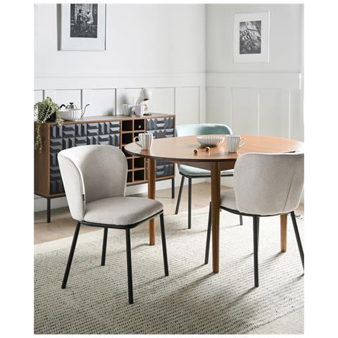 Set Di 2 Sedie Da Pranzo Artesia Tessuto Beige Chiaro - Foto 1