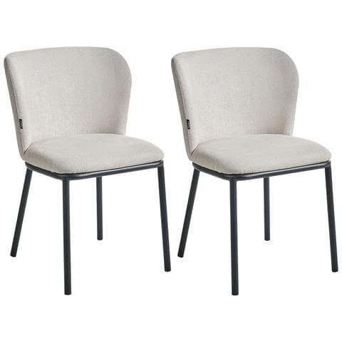 Set Di 2 Sedie Da Pranzo Artesia Tessuto Beige Chiaro - Foto 2