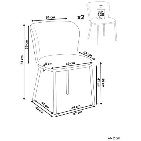 Set Di 2 Sedie Da Pranzo Artesia Tessuto Beige Chiaro - Foto 8