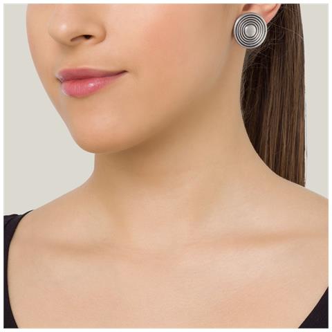 Orecchino A Bottone Rotondo In Argento, Placcato Argento ""piastra Scanalata"" - Foto 2