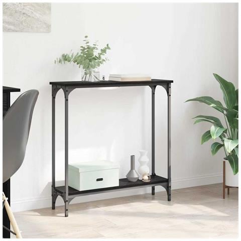 Tavolo consolle Rovere Nero 75 x 22,5 x 75 cm Legno multistrato - Foto 2
