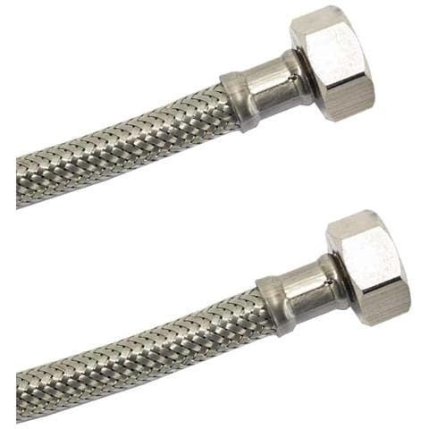 Tubo Flessibile Dn8 Acciaio Inox 1/2  X 1/2  800 Mm Per Acqua Potabile - Foto 1