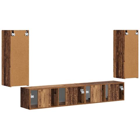 Set mobile TV 4 pcs Legno vecchio Legno multistrato - Foto 9