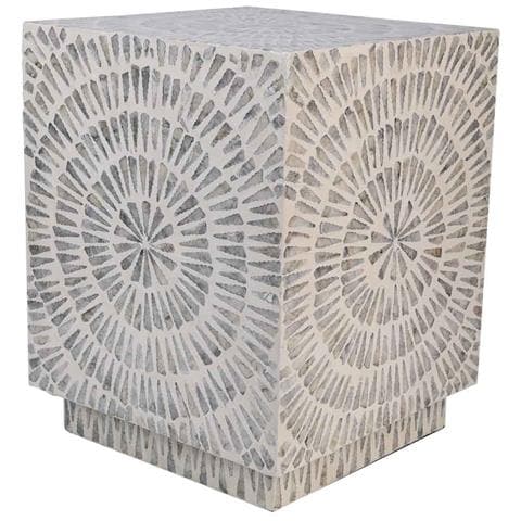 Sgabello In Legno Rifinito In Capiz Grigio 35x35x45h Cm - Foto 1