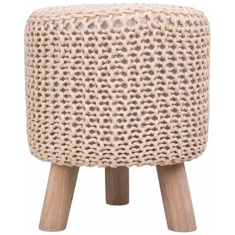 Sgabello In Legno E Cotone Intrecciato 32x32x40h Cm - Foto 2