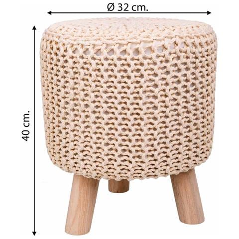 Sgabello In Legno E Cotone Intrecciato 32x32x40h Cm - Foto 6