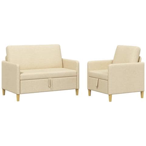 Set di Divani con Storage 2 pcs Crema Poliestere - Foto 1