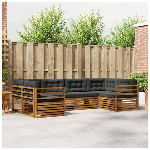 Set di divani da esterno con cuscino 6 pcs Naturale e Antracite - Foto 2