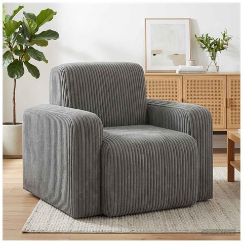 Poltrona Grigio Chiaro corduroy - Foto 2