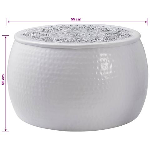 Tavolino da caffè rotondo martellato Bianco Ø 55 x 55 cm - Foto 8