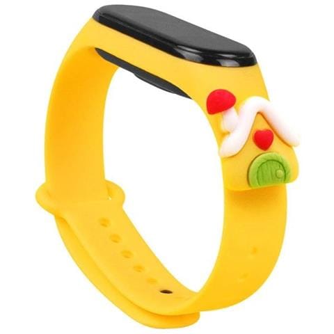 Bracciale Natalizio Per Xiaomi Mi Band 4 / Mi Band 3 Bracciale In Silicone Natalizio Con Cinturino Di Colore Giallo (casa) - Foto 2