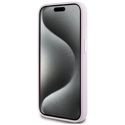 Dkny Custodia In Silicone Liquido Con Logo Metallico Magsafe Per Iphone 14 / 15 / 13 - Rosa - Foto 1