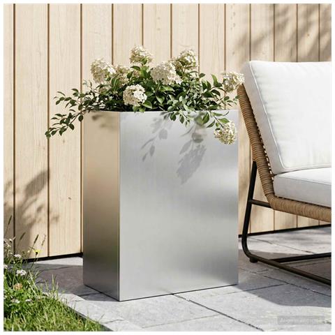 Vaso da giardino Argento 40 x 20 x 50 cm Acciaio zincato - Foto 2