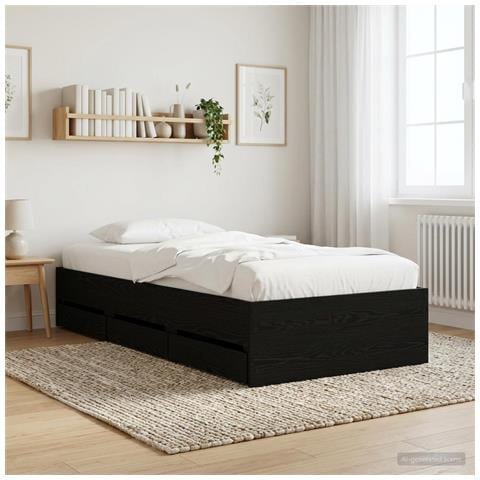 Telaio del letto con storage Rovere Nero Legno ingegnerizzato - Foto 9