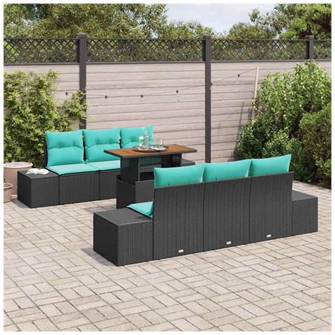 Set Divano da Giardino 7 pz Nero Poly Rattan - Foto 10