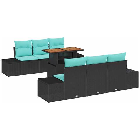 Set Divano da Giardino 7 pz Nero Poly Rattan - Foto 1