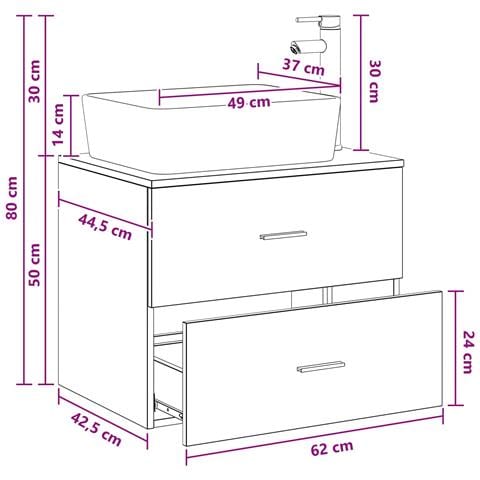 Set di mobili per il bagno Grigio Cemento Legno ingegnerizzato - Foto 2