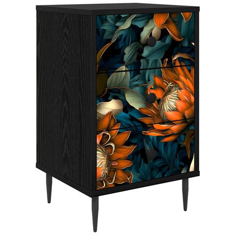 Armadio da Notte LOCHEM Rovere Nero 36 x 33 x 61 cm - Foto 1