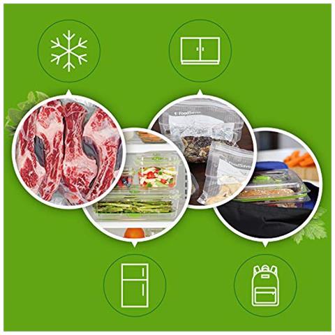 FFS005X Macchina per Sottovuoto Alimenti, 10 Sacchetti Pretagliati, 1 Rotolo da 3 m, 1 Barattolo, Porta Rotolo con Taglierina, Tubo Aspirazione Aria da Contenitori e Accessori - Foto 7