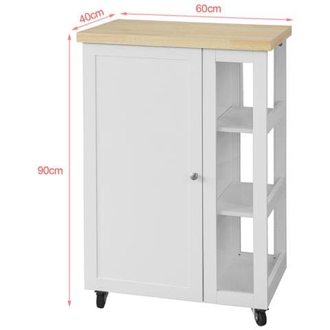 Carrello Cucina Credenza Bianca Con Armadio E Portabottiglie Fkw75-wn - Foto 2