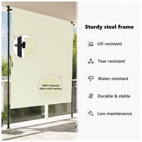 Tenda a Rullo per Esterni 150x270 cm Crema - Foto 9