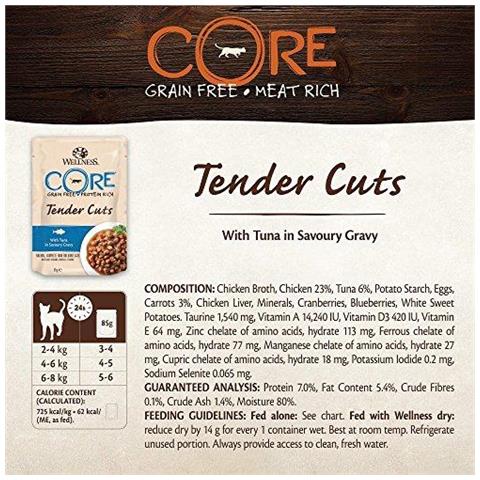 Wellness Nucleo Tender Cuts Wet Cat Food Naturale Grano-libero Completo - Tonno 6 X 85 G Sacchetti - Foto 2