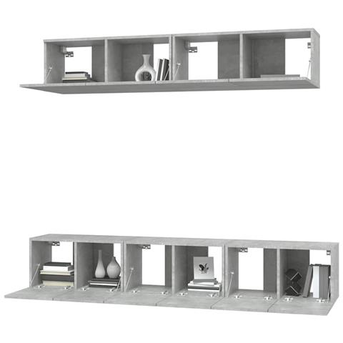 Set Di Mobili Porta Tv 5 Pz Grigio Cemento In Legno Multistrato - Foto 2