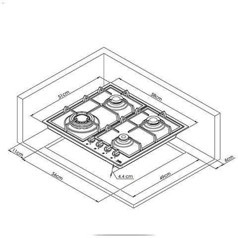 Piano Cottura HIYG 64225 SBO a Gas 4 Fuochi Gas Colore Nero - Foto 7