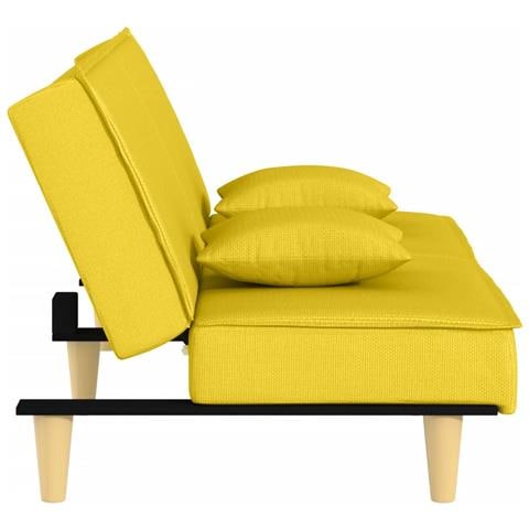 Divano Letto Giallo Chiaro In Tessuto - Foto 10