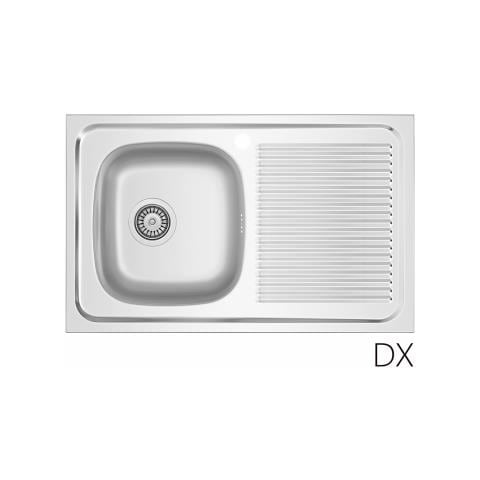 Lavello Appoggio Acciaio Inox Mod. La02 Cm 80x50 Con Gocciolatoio Dx - Foto 1
