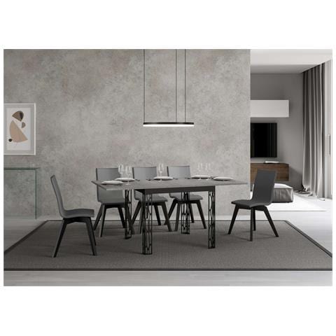 Tavolo Apribile 90x90/180 Cm Ghibli Libra Telaio Antracite - Cemento - Foto 2