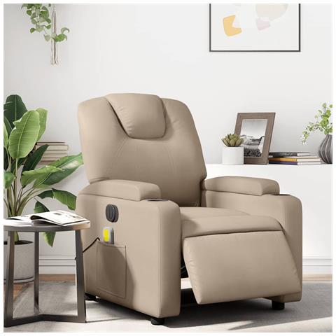 Poltrona Reclinabile Massaggio Elettrica Cappuccino Similpelle - Foto 1