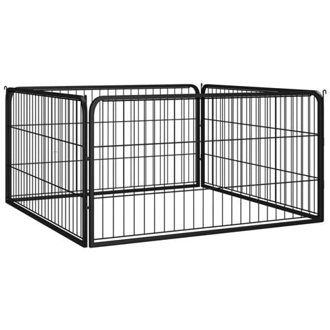 Box Cani A 4 Pannelli Nero 100x50cm Acciaio Verniciato Polvere - Foto 1