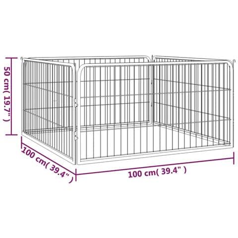 Box Cani A 4 Pannelli Nero 100x50cm Acciaio Verniciato Polvere - Foto 6