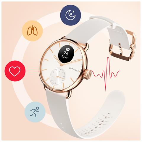 Smartwatch 38mm Monitora Salute Impermeabile Autonomia 30g Scanwatch 2, Rosa Champagne - Foto 5
