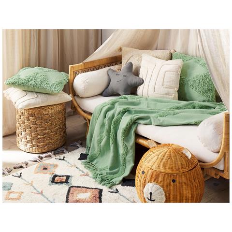 Coperta Khari Cotone 125 X 150 Cm Verde Chiaro - Foto 1
