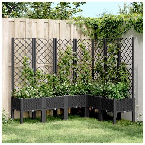 Fioriera Da Giardino Con Traliccio Nera 160x120x142 Cm In Pp - Foto 1