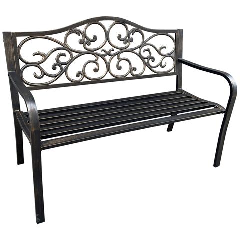 Panchina da Giardino IRGA con Gambe in Acciaio e Schienale in Ghisa, Colore Marrone - Foto 1
