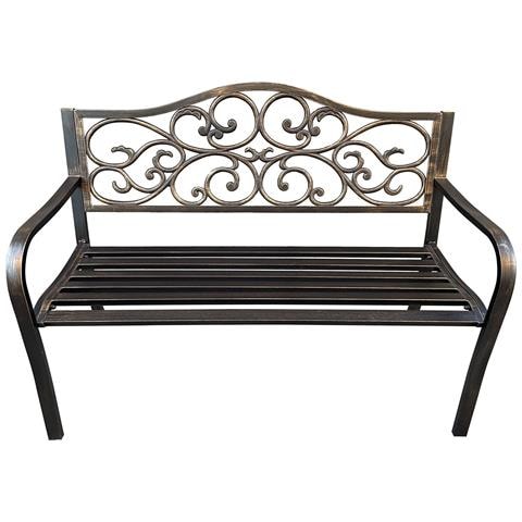 Panchina da Giardino IRGA con Gambe in Acciaio e Schienale in Ghisa, Colore Marrone - Foto 2