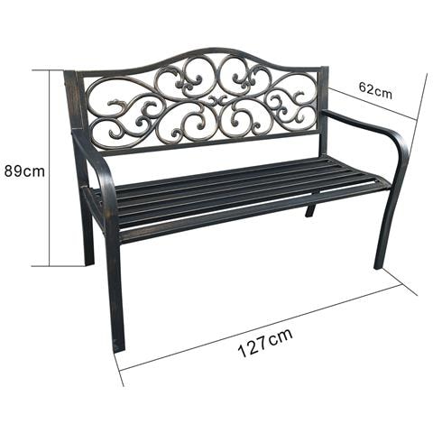 Panchina da Giardino IRGA con Gambe in Acciaio e Schienale in Ghisa, Colore Marrone - Foto 3