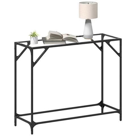 Tavolino Consolle Piano Vetro Trasparente 98x35x81cm In Acciaio - Foto 3
