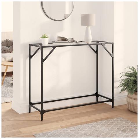Tavolino Consolle Piano Vetro Trasparente 98x35x81cm In Acciaio - Foto 1