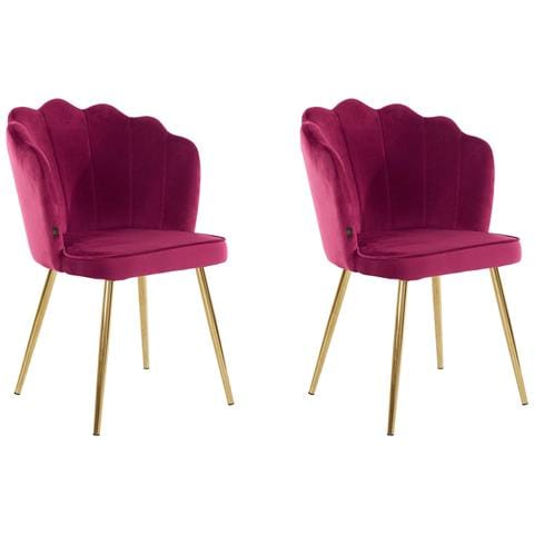 Silvia Set Di 2 Sedie Da Pranzo Imbottite In Velluto Bordeaux - Foto 1