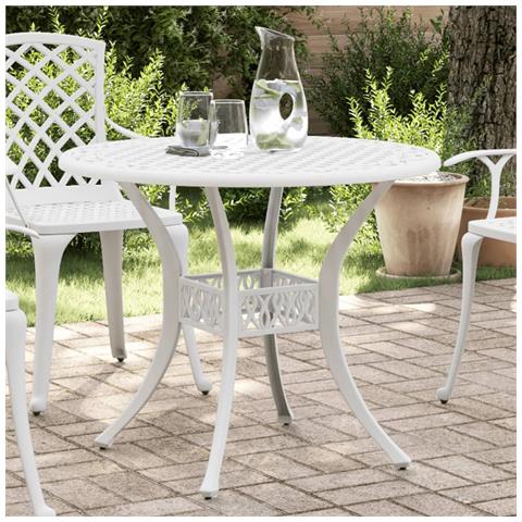 Tavolo Da Giardino Bianco 90x75 Cm In Alluminio Pressofuso - Foto 1