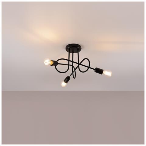 Lampadario Loop 3 Nero Sl. 1434 - Industriale Lampade Da Soffitto Nero 35x45x45 Cm - Foto 8